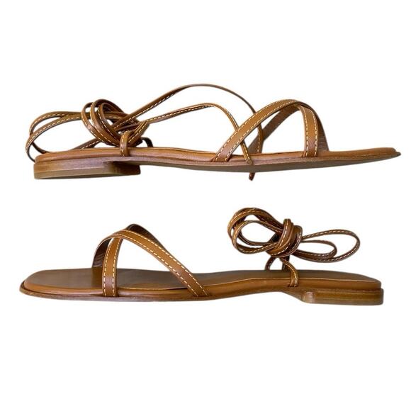 Margaux The Wrap Sandals EU 38.5 US 8.5 Brown Nappa Leather Tie Lace Up Neutral - Picture 8 of 13